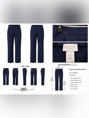 Perfect Stretch by Chico’s - Like New - Navy Pull-On Straight Leg Pants 1Regular